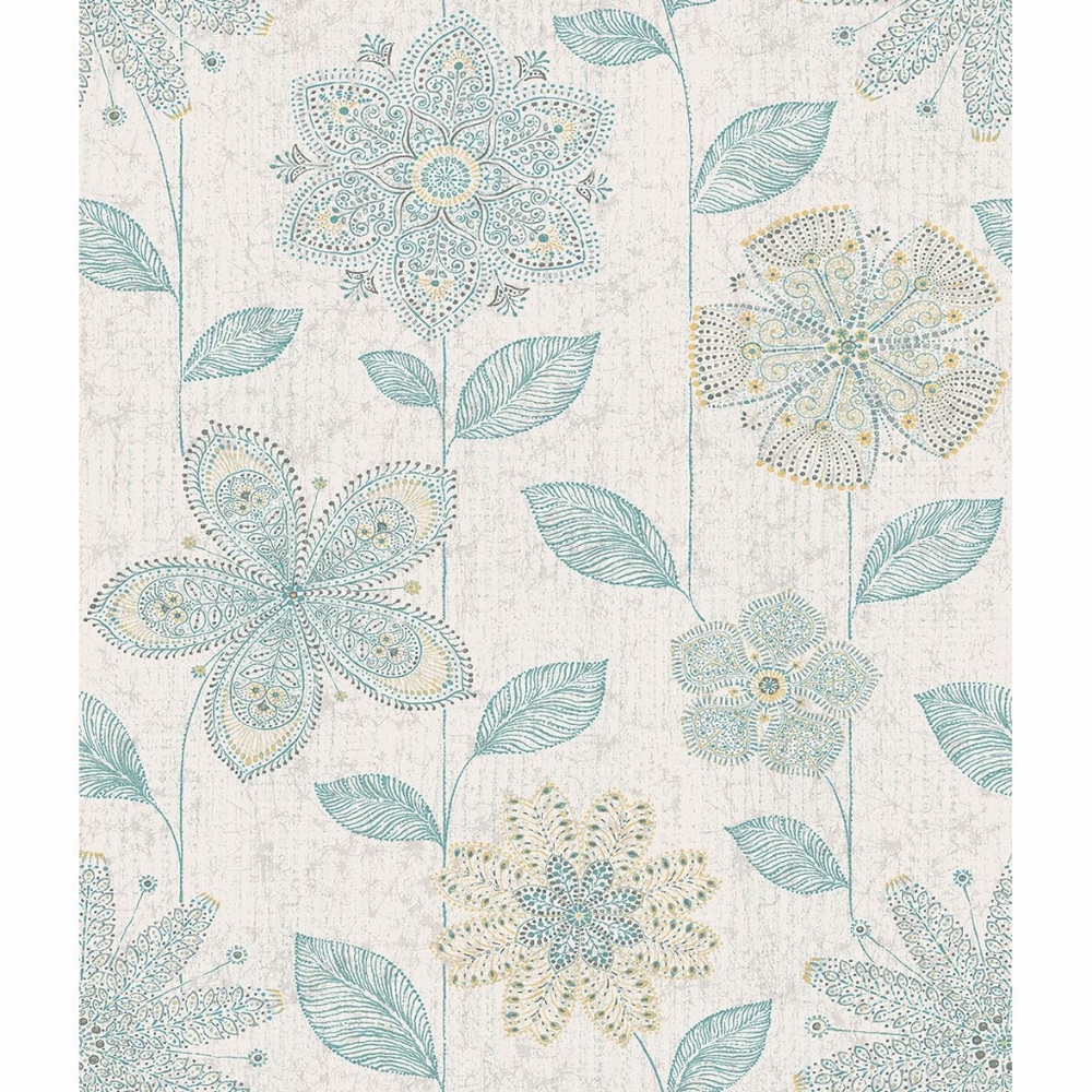 Wallpaper Maisie Teal Batik Flower